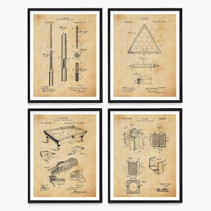 Billiards Patent Art, Game Room Decor, Pool Hall Art, Billiards Poster, Basement Print