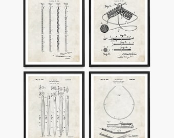 Strickpatent Kunstdrucke: 4er Set Strickmuster