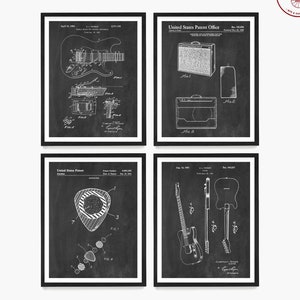 Guitar Patent Wall Art, Guitar Poster, Guitar Teacher Gift, Recording Studio Decor, Music Room Print
