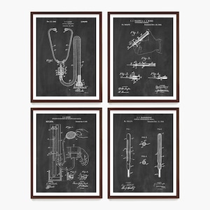 Doctor&#39;s Office Patent Wall Art, Stethoscope Thermometer Patent, Physician Gift
