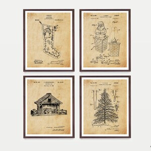 Christmas Decoration Wall Art, Christmas Patent Wall Art, Holiday Decor, Santa Poster