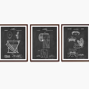 Arte de patente para baño, patente de inodoro, arte mural para baño, decoración de baño, patente de papel higiénico, póster para baño, renovación de baño, baño de invitados