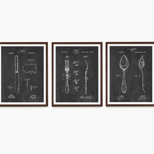 Silverware Patent Art, Cutlery Wall Art, Kitchen Remodel Decor, Dining Room Print, Fork Knife Spoon Design