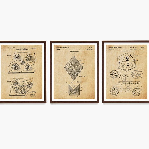 Dice Patent Art, Board Game Patent, Dice Patent, Dungeon Master, Vintage Board Game Dice Art, RPG Game Art, Dungeon Dice