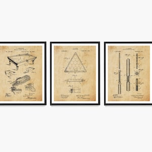 Billiards Patent Wall Art, Billiards Room Decor, Pool Table Patent, Gamer Room, Billiards Cue and Rack