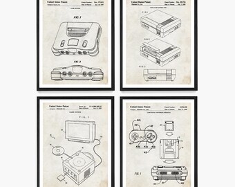 Video Game Console Patent Art Print: Gamer Room Decor