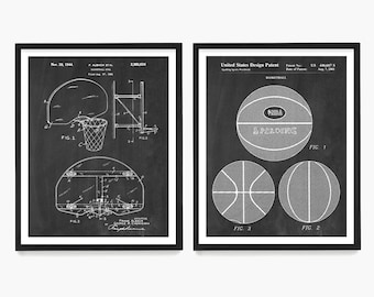 Set met patentprint basketbal: muurkunst jongens/meisjes