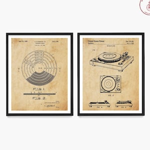 Vinyl Record Turntable Patent Art, Stereo Decor, Record Player Music Poster, Vinyl Lover Gift