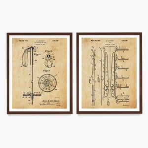 Ski Patent Posters, Skiing Wall Art, Ski Lodge Decor, Cabin Art, Ski Design