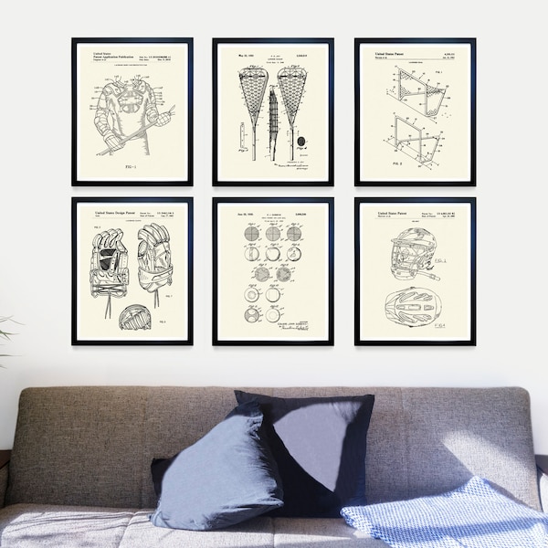Lacrosse Patent Wall Art, Lacrosse Poster Bundle, Lacrosse Team Gift, Lacrosse Stick Patent Print