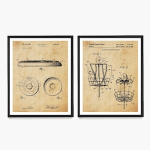 Frisbee Patent Poster, Disc Golf Wall Art, Frisbee Golf Gift, Disc Golf Basket Patent
