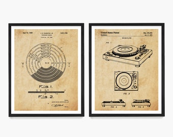 Vinyl Record Turntable Patent Art, Stereo Decor, Record Player Music Poster, Vinyl Lover Gift