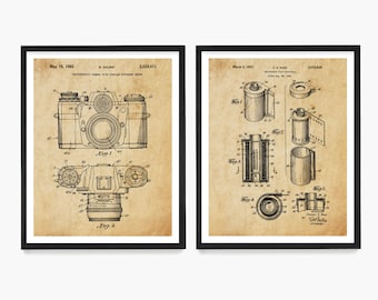 Camera Patent Wall Art, Film Photography Poster, 35 mm Film Canister, Analog Photography Decor