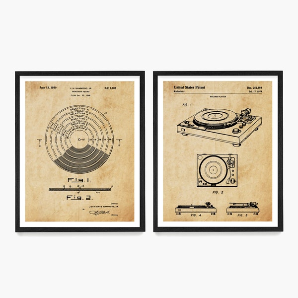 Vinyl Record Turntable Patent Art, Stereo Decor, Record Player Music Poster, Vinyl Lover Gift