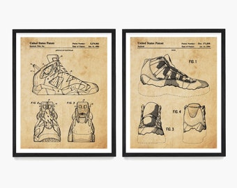 Basketball Shoe Patent Art Print Set: Sneakerhead Teen Room Decor