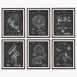 Retro Astronomy Patent Art – Telescope Blueprint Poster, Scientific Instrument Wall Decor, Space Gift Idea