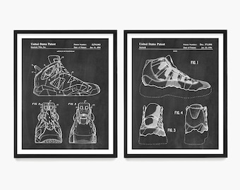 Basketball Sneaker Patent Art Print Set: Sports Decor