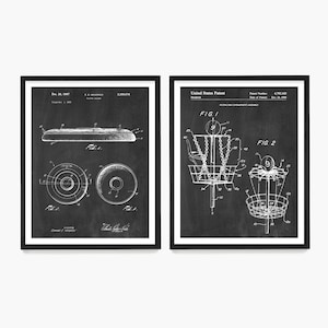 Frisbee Golf Patent Art Poster Set: Dorm Room Wall Decor
