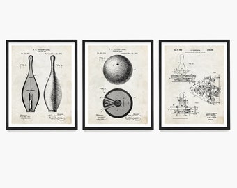 Bowling Patent Print, Bowling Art, Bowling League Gift, Bowling Ball Patent, Bowling Pins, Vintage Bowling