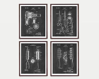 Hair Stylist Patent Wall Art, Hair Salon Decor, Bathroom Vanity Art, Beauty School Grad, Hair and Makeup Artist, Hair Brush Patent