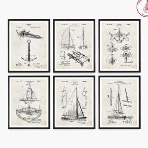 Sailing Patent Poster, Sailboat Patent Wall Art, Anchor Patent, Ship Wheel Patent, Maritime Theme, Sailing Gift, Nautical Decor
