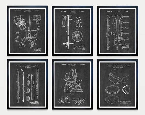 Ski Patent Posters Skiing Art Skiing Wall Art Skiing Patent Ski Boot Ski Pole Ski Lodge Ski Decor Skiing Patent Ski Art Ski Gift