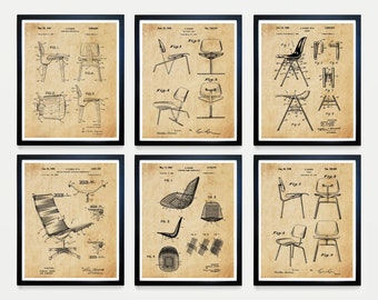 Mid Century Chair Patent Poster, Modernist Chair Wall Art, Mid Century Decor Gift, MCM Design Theme