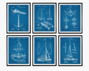 Sailing Patent Poster, Sailboat Patent Wall Art, Anchor Patent, Ship Wheel Patent, Maritime Theme, Sailing Gift, Nautical Decor