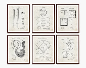 Baseball Patent Prints, Baseball Wall Art, Baseball Poster, Kids Room Sports Theme, Little League, Baseball Gift