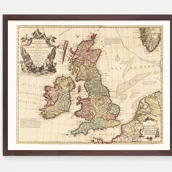 England Map, England Map Art, Map Decor, Vintage Map, Great Britain, United Kingdom, UK Map, London Map, Ireland Map, Scotland Map