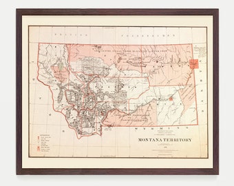 Montana Map, MT Map, Map Art, Map Decor, State Map, Montana Art, Montana Decor, Montana Wall Art, Old Map, Big Sky, Helena, Home Decor