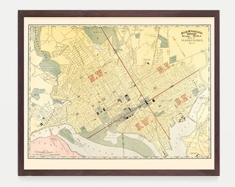 Washington DC Map Wandkunst, Washington DC Map, Poster Stadtplan, Poster