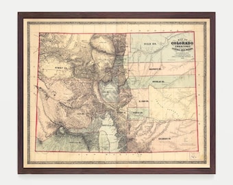 Colorado Map Art Print, CO State Map, Colorado Home Decor, Colorado Poster, Denver Map