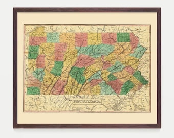 Pennsylvania Map Wall Art, PA State Map, Pennsylvania Home Decor Gift, Pennsylvania Poster