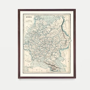 Russia Map Wall Art, Russia Poster,Vintage Map Art, Russian Decor, Vintage Russia, Moscow