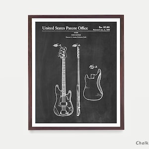 Electric Bass Patent Art, Bass Poster, Bass Print, Bass Art, Bass Wall Art, Music wall Art, Music Art, Electric Chalkboard