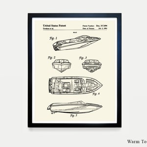 May include: Black and white line drawing of a boat design patent. The patent number is Des. 317,894 and the date of patent is Jul. 1, 1995. The drawing shows five different views of the boat.