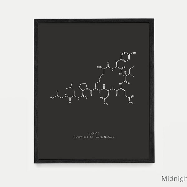 Love Molecule Art, Oxytocin Molecule Poster, Molecule Art, Molecule Wall Art, Love Poster, Nerdy Art, Housewarming Gift, Home Decor