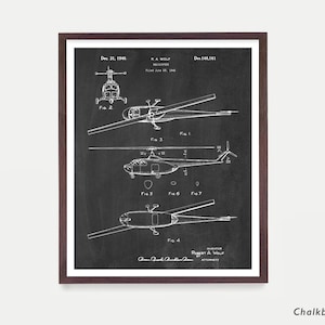Helicopter Patent Wall Art, Helicopter Design Poster, Pilot Decor Gift, Aviation Print, Military Gift