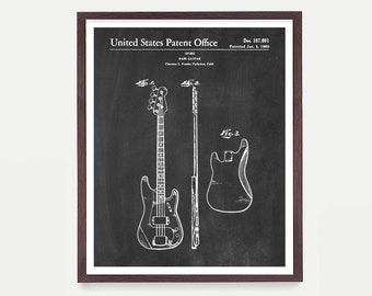 Electric Bass Patent Art, Bass Poster, Bass Print, Bass Art, Bass Wall Art, Music wall Art, Music Art, Electric