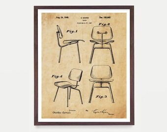 1947 Eames Modern Chair Patent Retro Mid Century Furniture Designer Patent Print