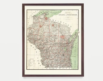 Wisconsin Map Art | Etsy