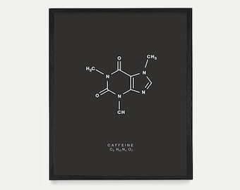 Caffeine Molecule Poster, Kitchen Molecule Wall Art, Coffee Poster, Kitchen Remodel Decor