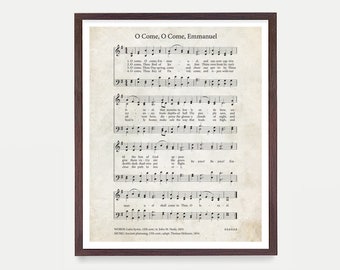 O Come Emmanuel Hymnal Print, Hymn Poster, Music Decor Music Print Hymnal Poster, Hymnal Decor Music Minister Gift