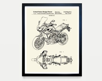 Motorcycle Patent Poster Print, Motorcycle Wall Art, Biker Gift, Motorcycle Club Decor