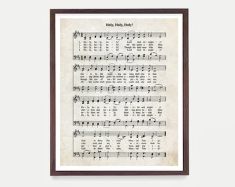 Holy Holy Holy Hymnal Print, Hymn Poster, Music Decor, Music Print, Hymnal Poster, Hymnal Decor, Music Minister Gift, Music Gift