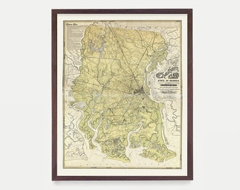 Savannah Georgia City Map Art Print: Chatham County Home Decor