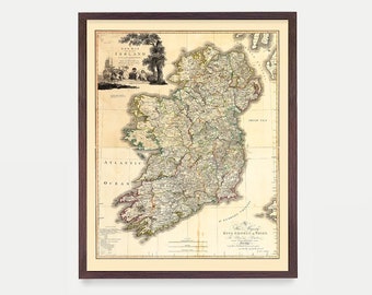 Ireland Map, Ireland Poster, Ireland Art, Map Decor, Irish Art, Ireland Art, Ireland Decor, Ireland Wall Art, Old Map, Ireland Gift