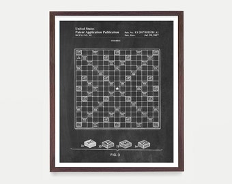 Board Game Poster, Game Board Patent Art, Game Room Decor, Toy Room Wall Art, Word Game, Literary Gift