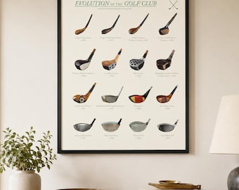 Evolution of the Golf Club Poster, Golfer Gift, Vintage Golf